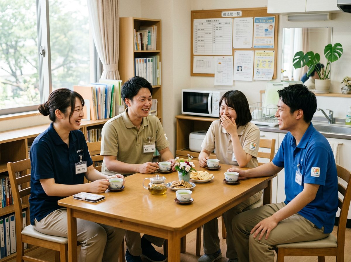 休憩室。だいたい誰かがお菓子を持ってきます