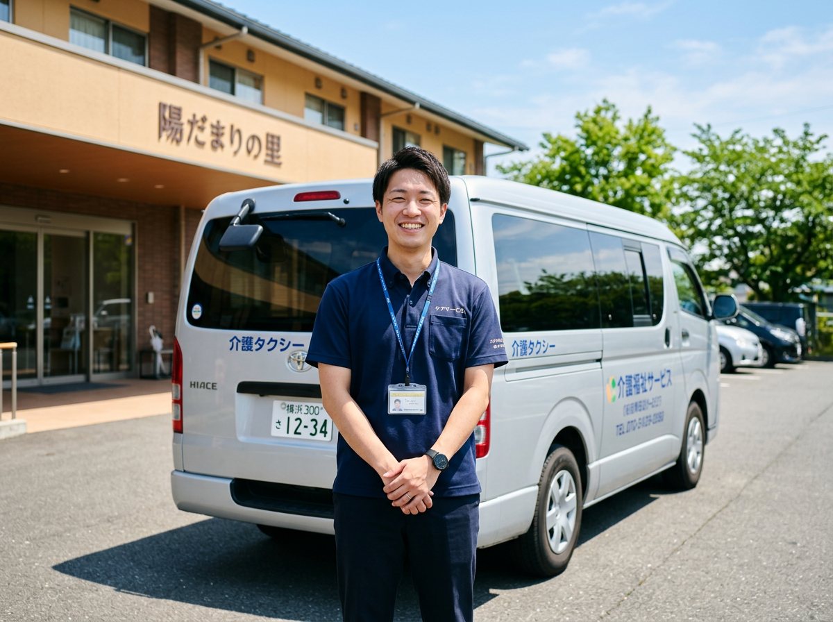 送迎車と田島リーダー